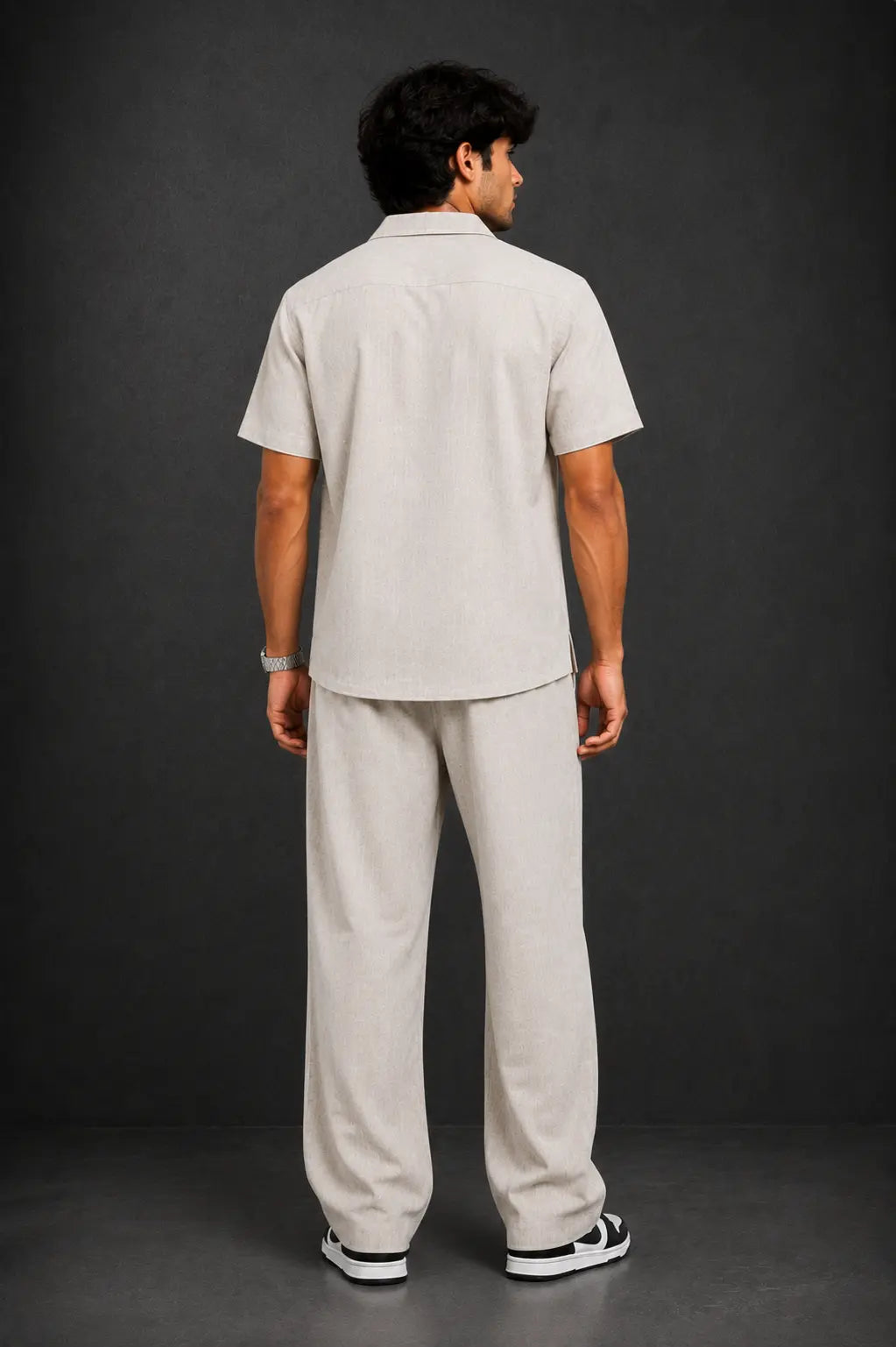 Off-White 2-Piece Set for Men | Textured Shirt & Trousers