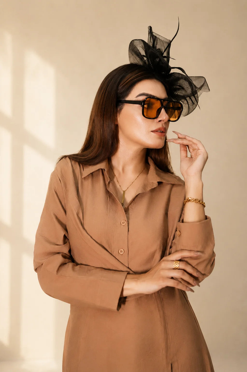Camel Shirt Midi Dress | Women's Button Front Waist Dress