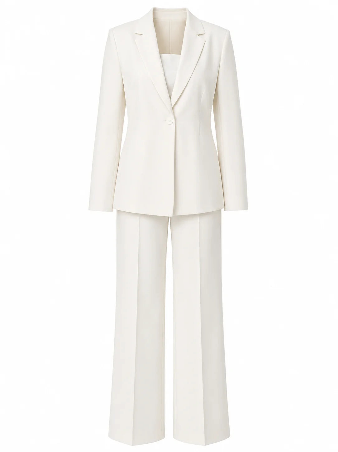 White Blazer 2-Piece Set | Women's Wide-Leg Trouser Suit