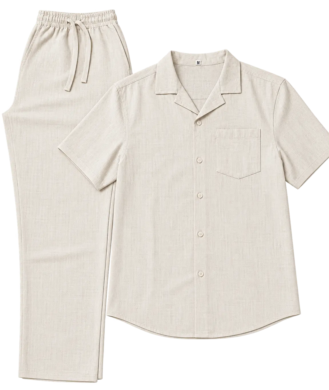 Off-White 2-Piece Set for Men | Textured Shirt & Trousers